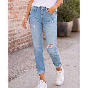 Levi’s Denizen Boyfriend Jeans Womens 8 W29 Distressed Cuffed Stretch Denim